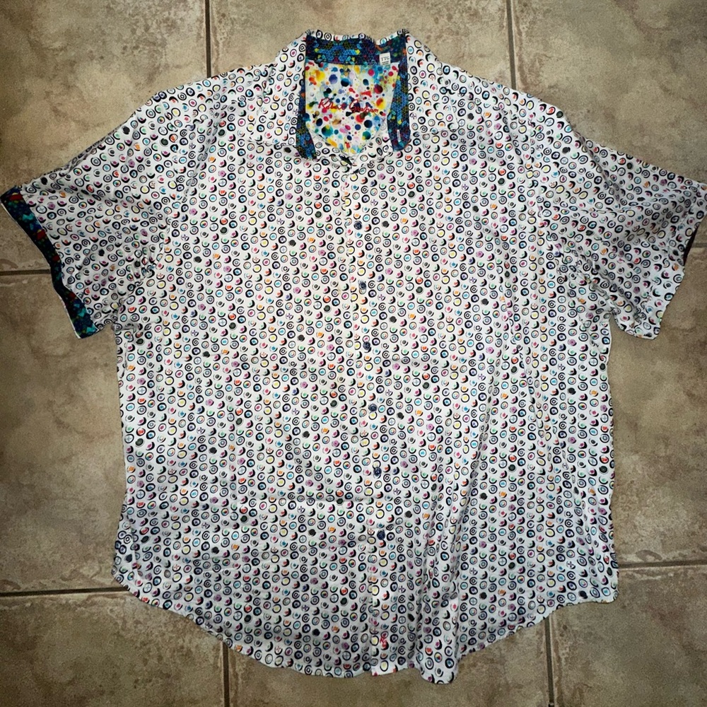 Robert Graham White and Multicolor Button Down Shirt